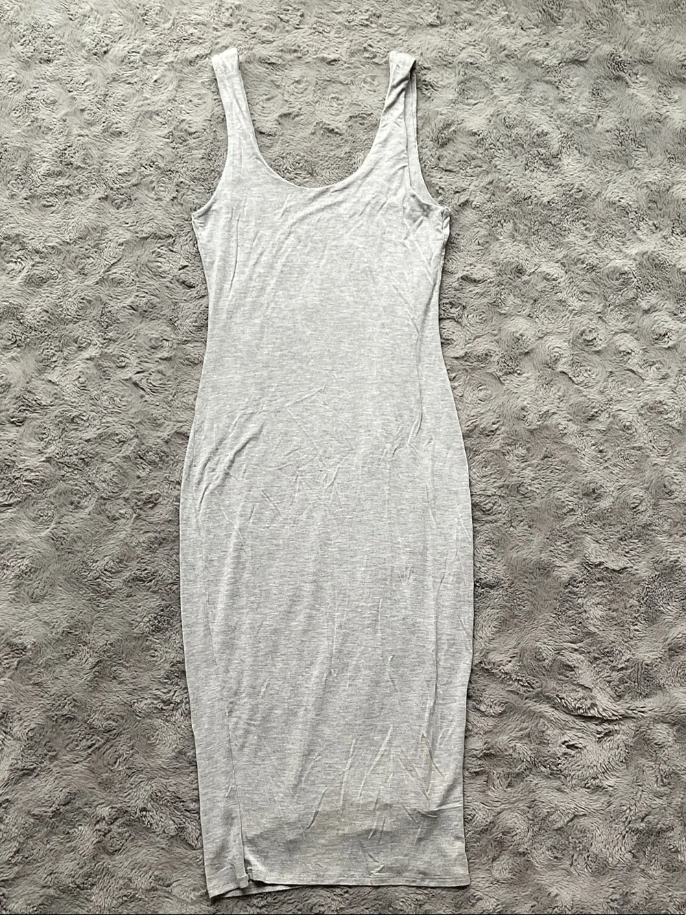 Basic Scoop Neck Bodycon Dress - Light Gray